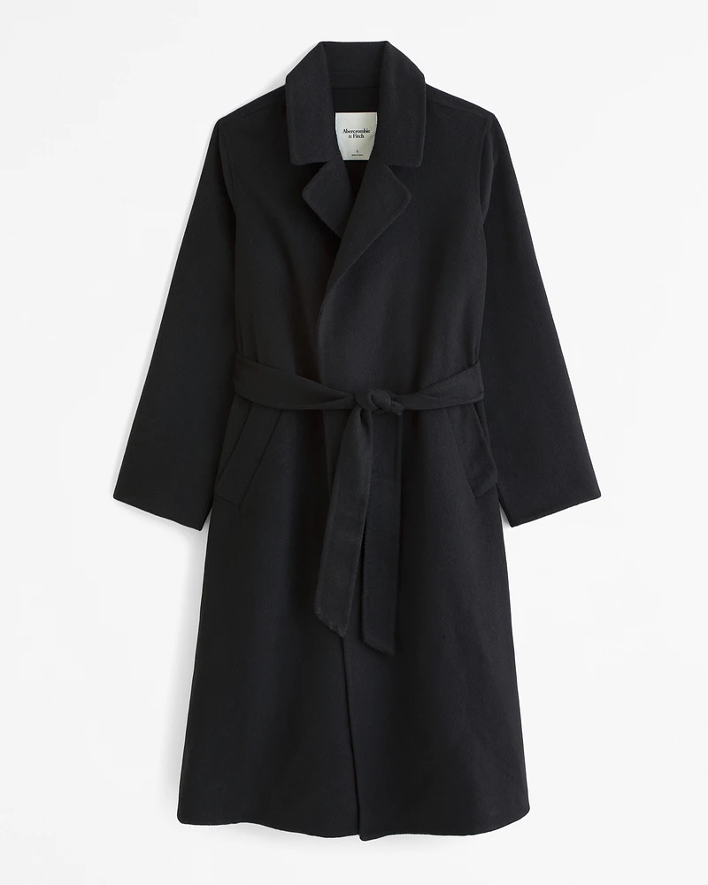 Wool-Blend Belted Blanket Coat