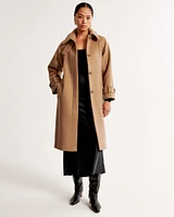 Wool-Blend Funnel Neck Coat