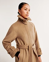 Wool-Blend Funnel Neck Coat