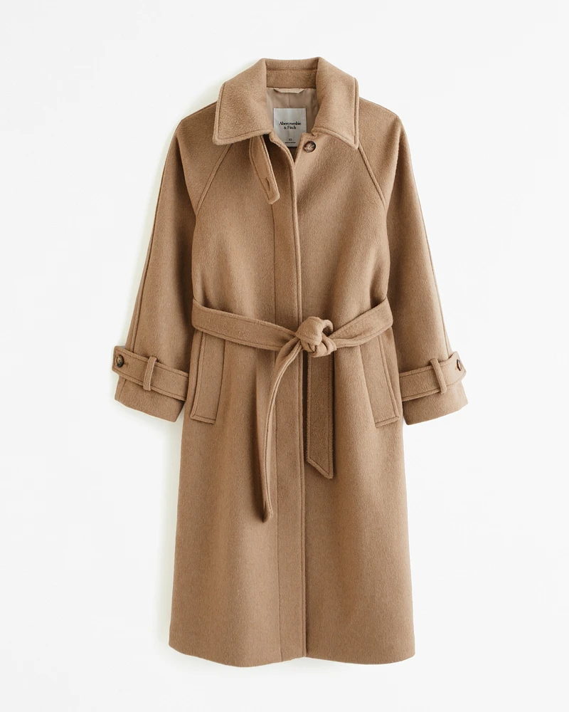 Wool-Blend Funnel Neck Coat