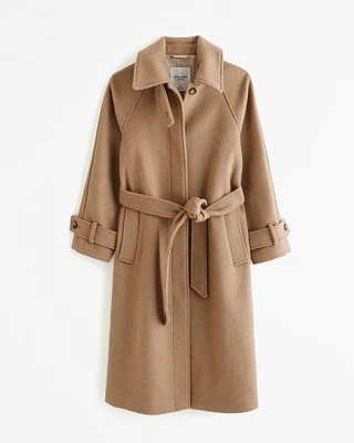 Wool-Blend Funnel Neck Coat