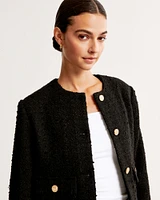 Collarless Tweed Jacket