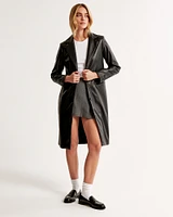 Vegan Leather Long-Length Coat