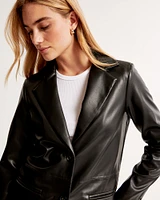 Vegan Leather Long-Length Coat