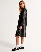 Vegan Leather Long-Length Coat