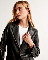 Vegan Leather Long-Length Coat