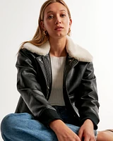 Winterized Vegan Leather Bomber Jacket