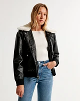 Winterized Vegan Leather Bomber Jacket