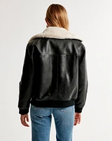 Winterized Vegan Leather Bomber Jacket