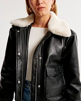 Winterized Vegan Leather Bomber Jacket