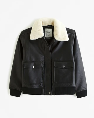 Winterized Vegan Leather Bomber Jacket