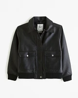 Winterized Vegan Leather Bomber Jacket