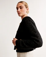 Collarless Boucle Jacket