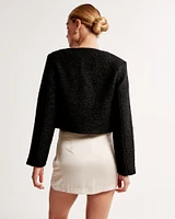 Collarless Boucle Jacket