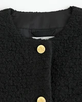 Collarless Boucle Jacket