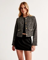 Collarless Textured Jacket