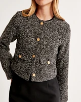 Collarless Textured Jacket