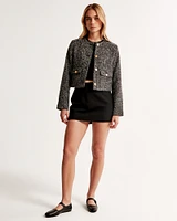 Collarless Textured Jacket