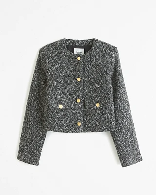 Collarless Textured Jacket