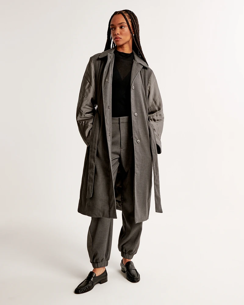 Quilted Sleeve Trench Coat