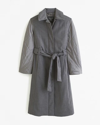 Quilted Sleeve Trench Coat