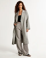 Double-Cloth Belted Wool-Blend Coat