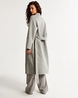 Double-Cloth Belted Wool-Blend Coat