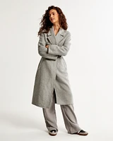 Double-Cloth Belted Wool-Blend Coat