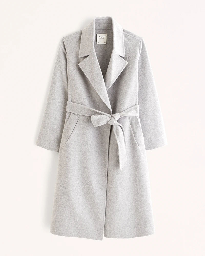 Double-Cloth Belted Wool-Blend Coat