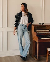 Vegan Leather Bomber Jacket