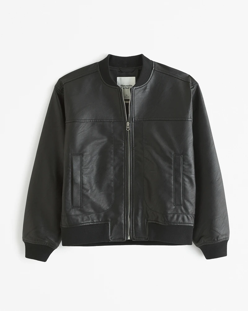 Vegan Leather Bomber Jacket