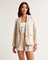 Linen-Blend Blazer