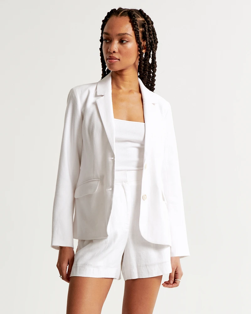 Linen-Blend Blazer