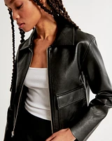 Vegan Leather Trucker Jacket