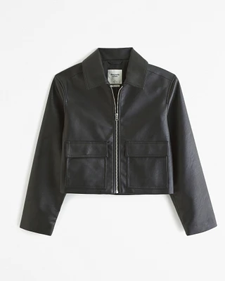 Vegan Leather Trucker Jacket