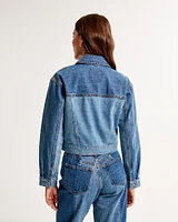 Drapey Cropped Denim Jacket