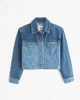 Drapey Cropped Denim Jacket