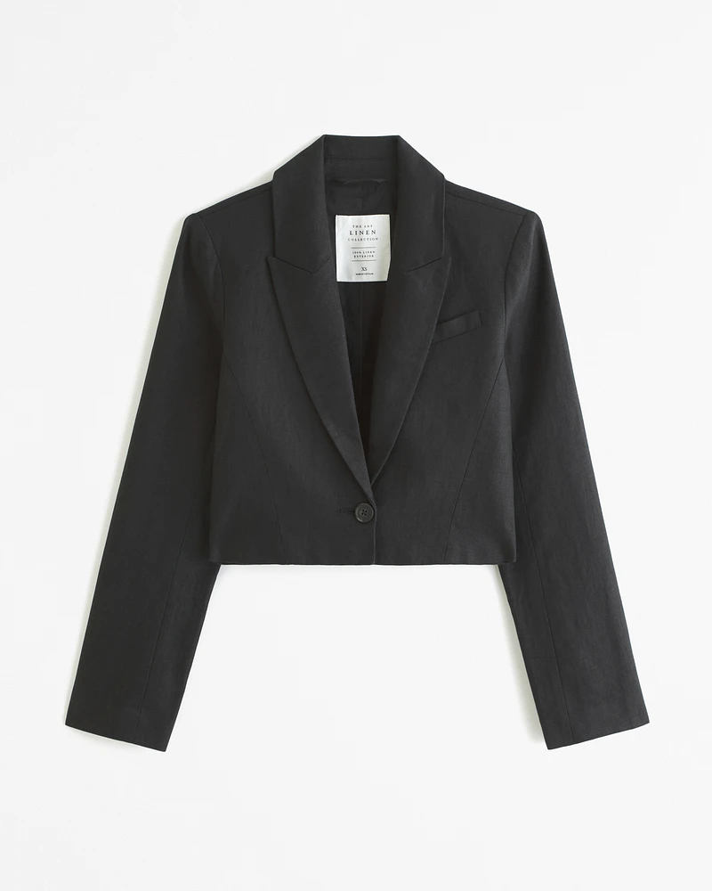 Premium Linen Cropped Blazer