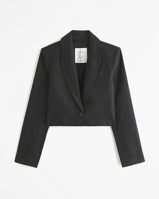 Premium Linen Cropped Blazer