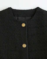 Collarless Tweed Jacket