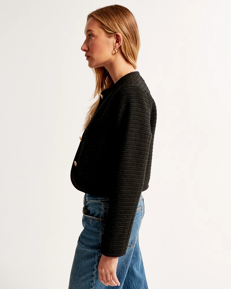Collarless Tweed Jacket