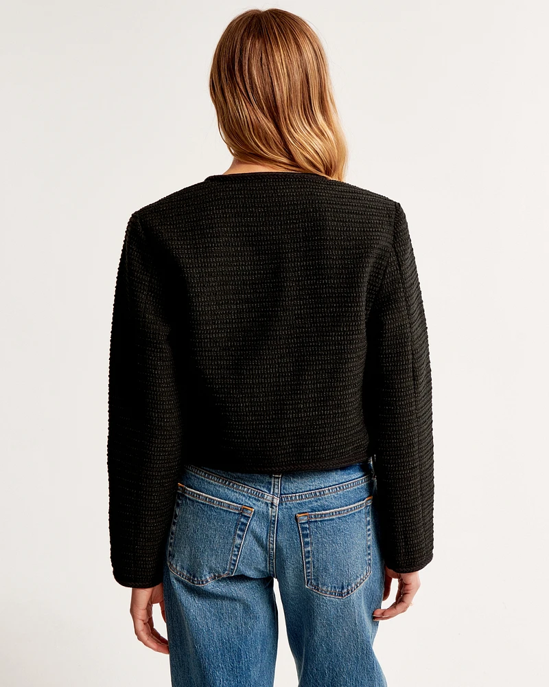 Collarless Tweed Jacket