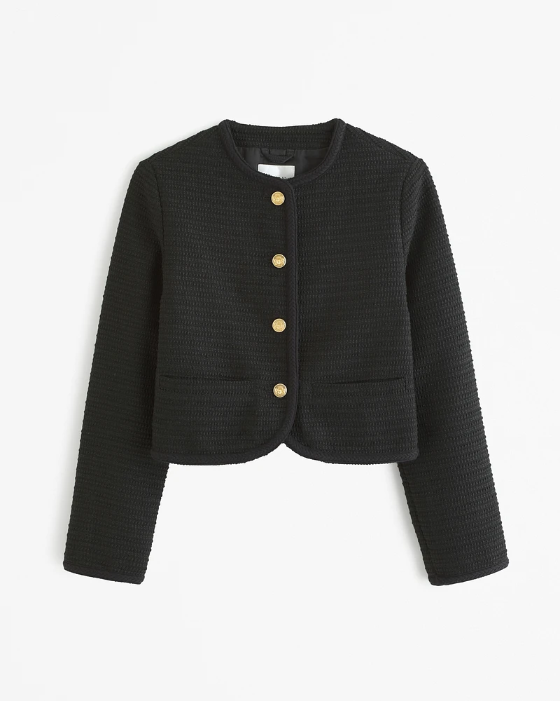 Collarless Tweed Jacket
