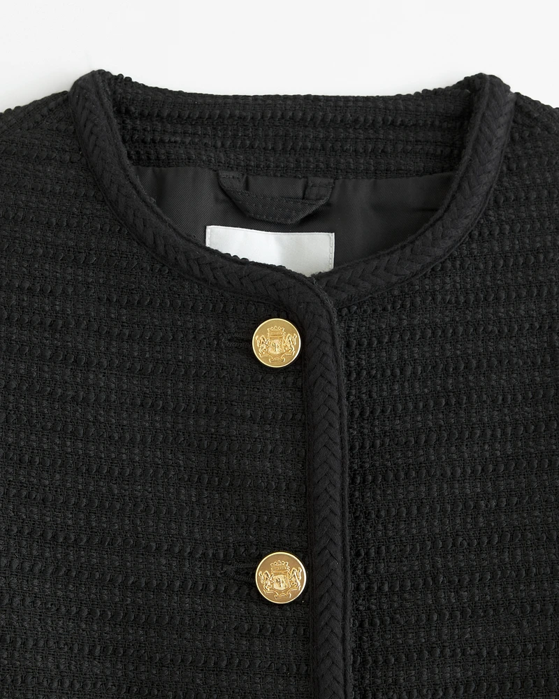 Collarless Tweed Jacket