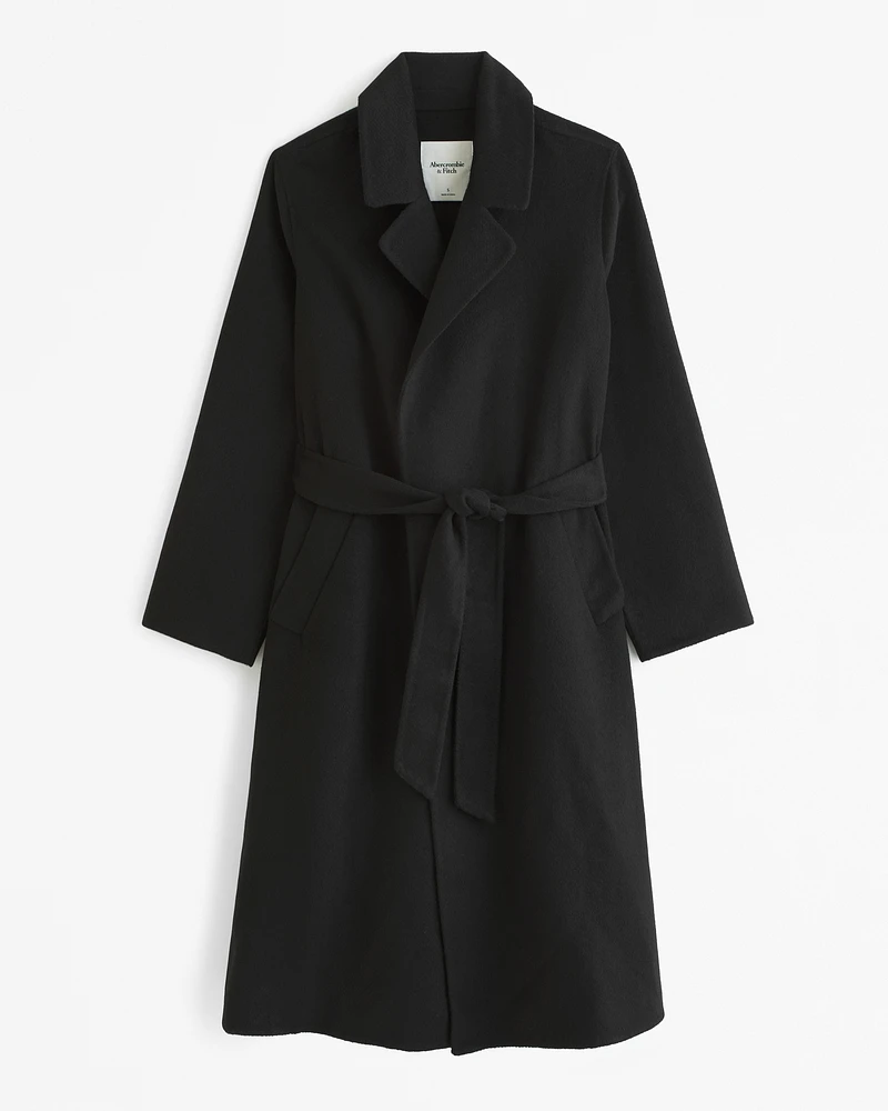 Double-Cloth Belted Wool-Blend Coat