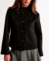 Wool-Blend Short Coat