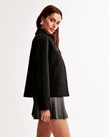 Wool-Blend Short Coat