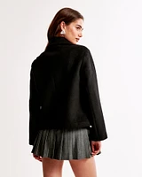 Wool-Blend Short Coat