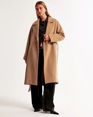 Double-Cloth Belted Wool-Blend Coat