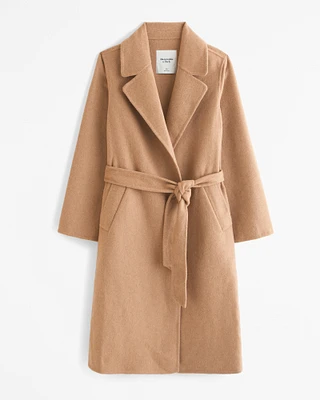 Double-Cloth Belted Wool-Blend Coat